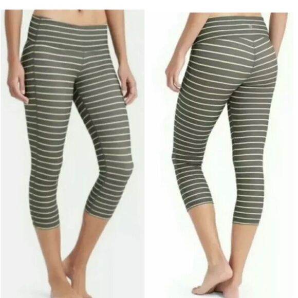 ATHLETA Chaturanga Striped Crop Leggings Size Small - Picture 1 of 6